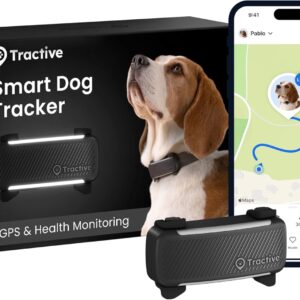 Tractive Smart Dog Tracker | 2025 Edition | Real-time GPS Tracking | Escape & Health Alerts | Vitals Monitoring | Market Leader (Black)