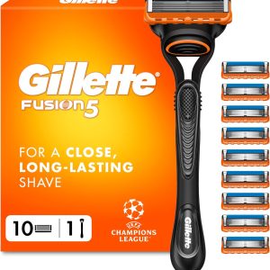 Gillette Fusion5 Razor for Men with Precision Trimmer, 1 Handle Plus 10 Blade Refills, 5-Blade System for Close, Long-Lasting Shave, Lubrastrip for Smooth Glide